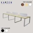 CS6-05 office workstation with Metal O Legs and an acrylic partition for a stylish, modern office setup.