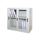 S110 Half Height Cupboard, steel cabinet with glass sliding door and adjustable shelf.