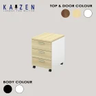 Compact Mobile Pedestal 3D wooden cabinet with three drawers for office storage solutions.