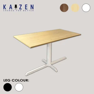 CT03 rectangle cafe table with cross metal leg, ideal for offices and cafes.