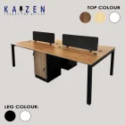 CS4-08 4-seater office workstation with Metal N Legs, frameless fabric partition, and fixed pedestal for organized workspaces.